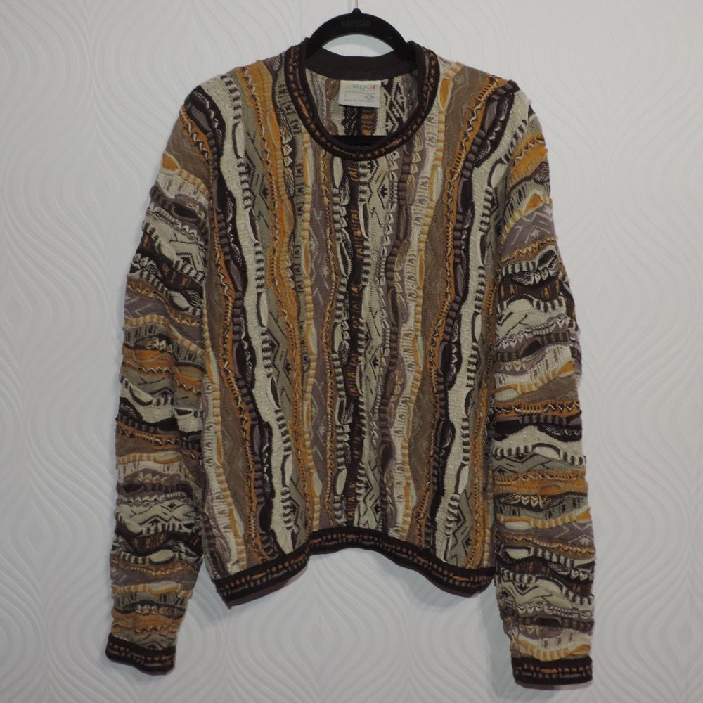 Men's Vintage COOGI sweater sz L browns and gold - Picture 11 of 11